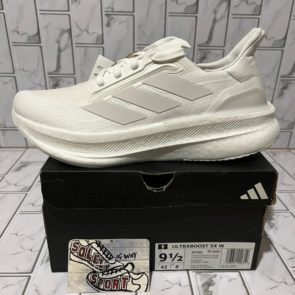 New Adidas Ultraboost 5X Ultra Boost Running Shoes Triple White Training Gym
